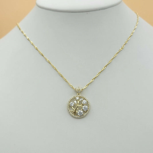 Necklaces - 14K Gold Plated. Tree of Life Pendant & Chain.