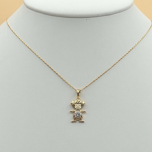 Necklaces - 18K Gold Plated.  Love My Little Girl CZ Pendant & Chain. Family