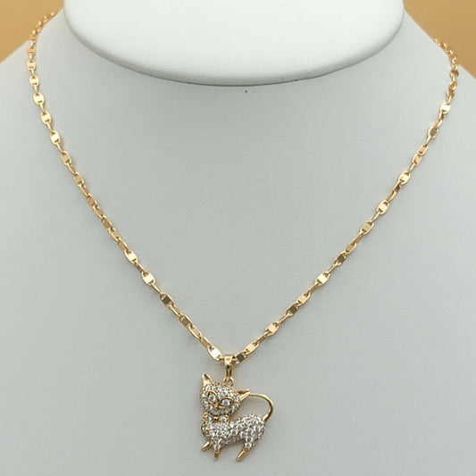 Necklaces - 18K Gold Plated. Kitty Cat Kitten CZ  Pendant & Chain. Cat Lover.