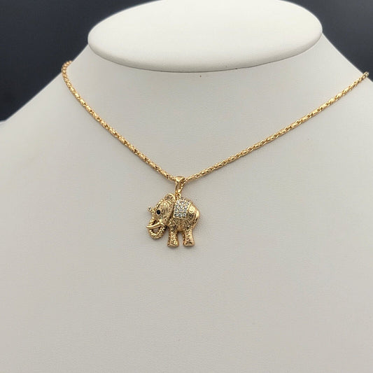 Necklaces - 18K Gold Plated. Elephant Pendant & Chain.