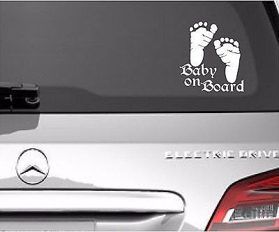 Decals - Stickers. Baby on board feet 6" H x 5.5 W